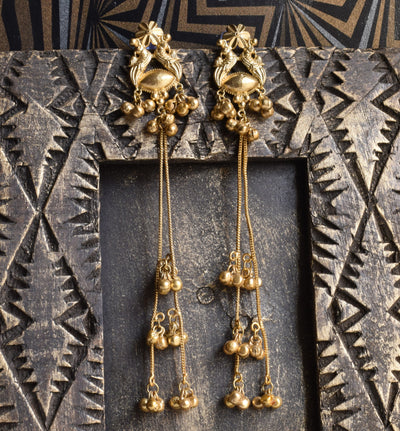Antique Gold Gandaberunda Kashmiri Latkan Earrings