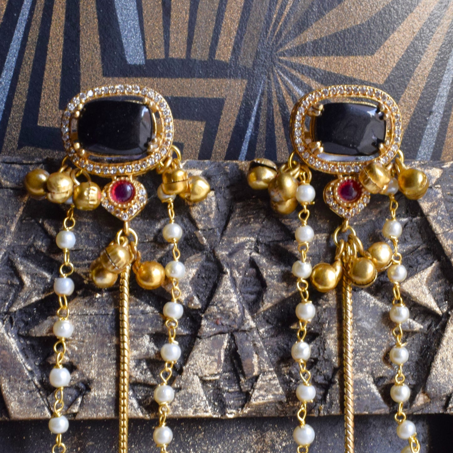 Purple & Pink Designer Pearl Veil Kashmiri Latkan Earrings