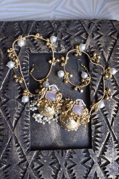 Pearl Whisper Earchain Jhumkas