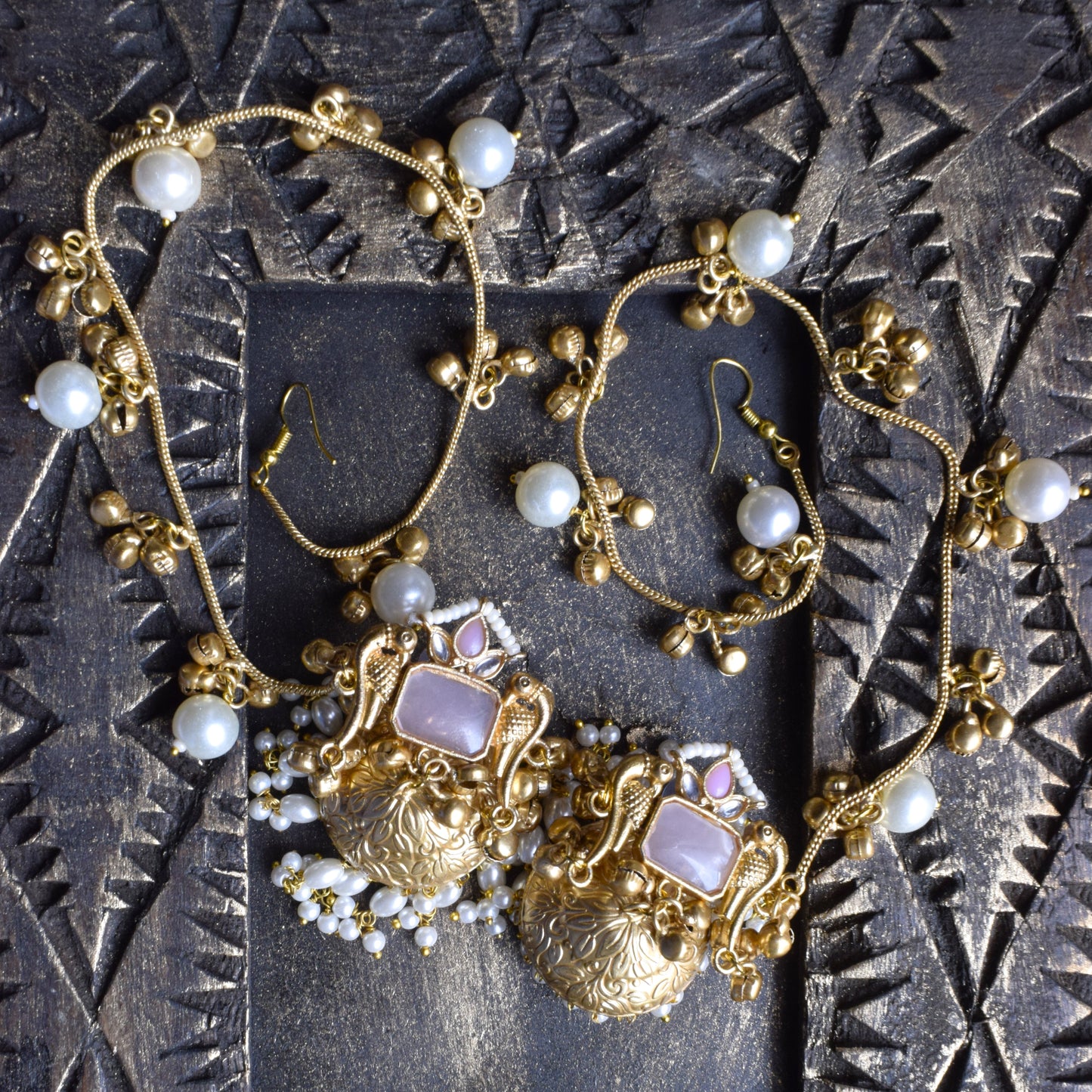 Pearl Whisper Earchain Jhumkas