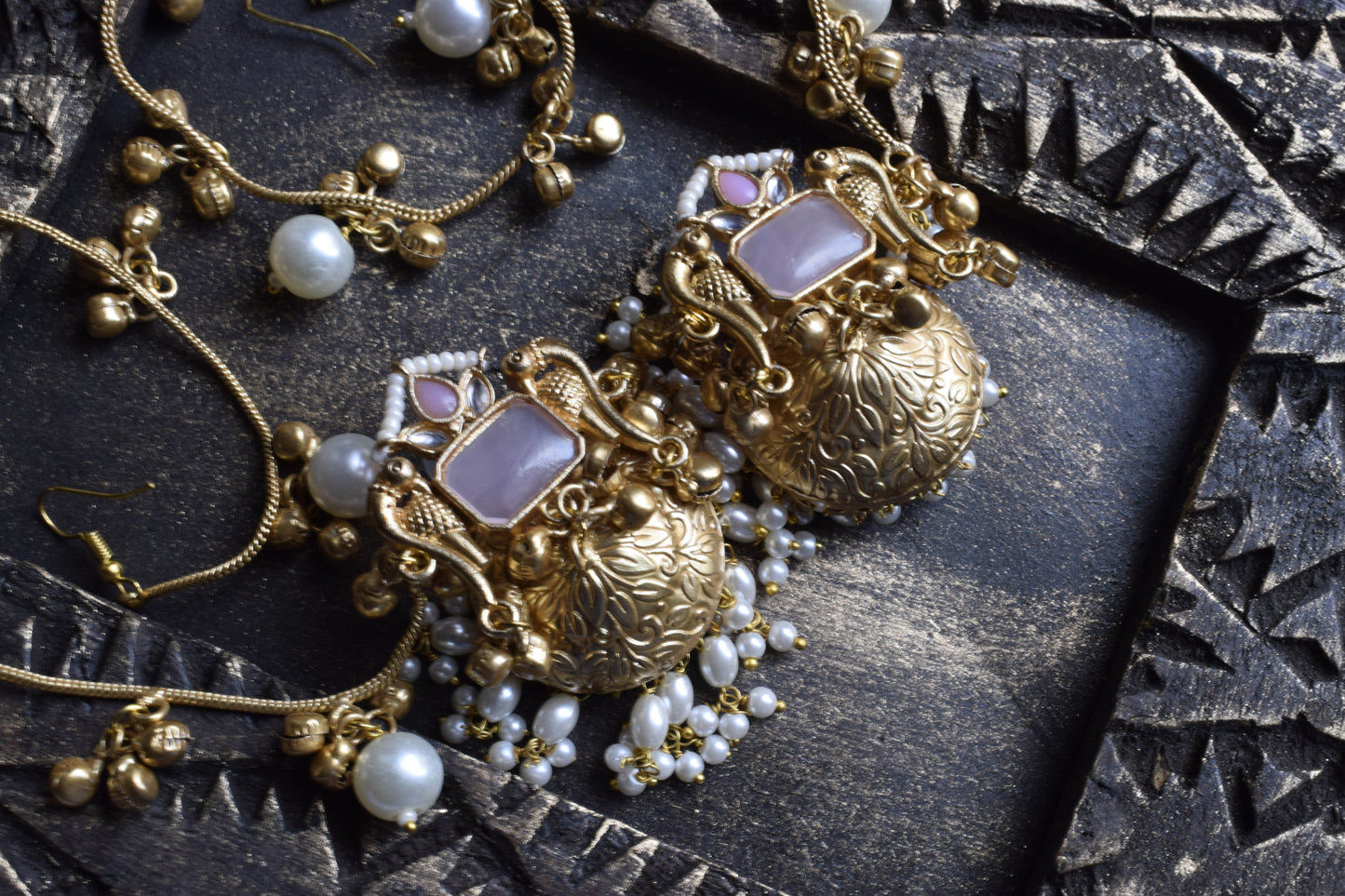 Pearl Whisper Earchain Jhumkas