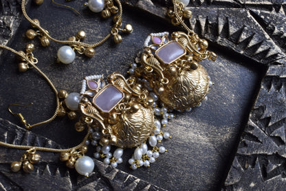 Pearl Whisper Earchain Jhumkas