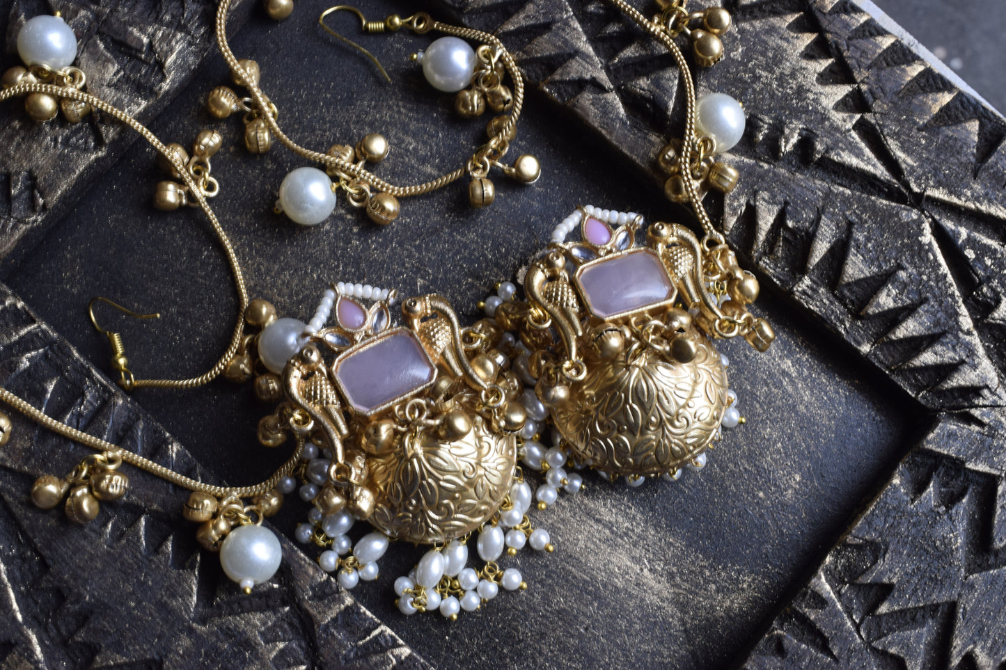 Pearl Whisper Earchain Jhumkas