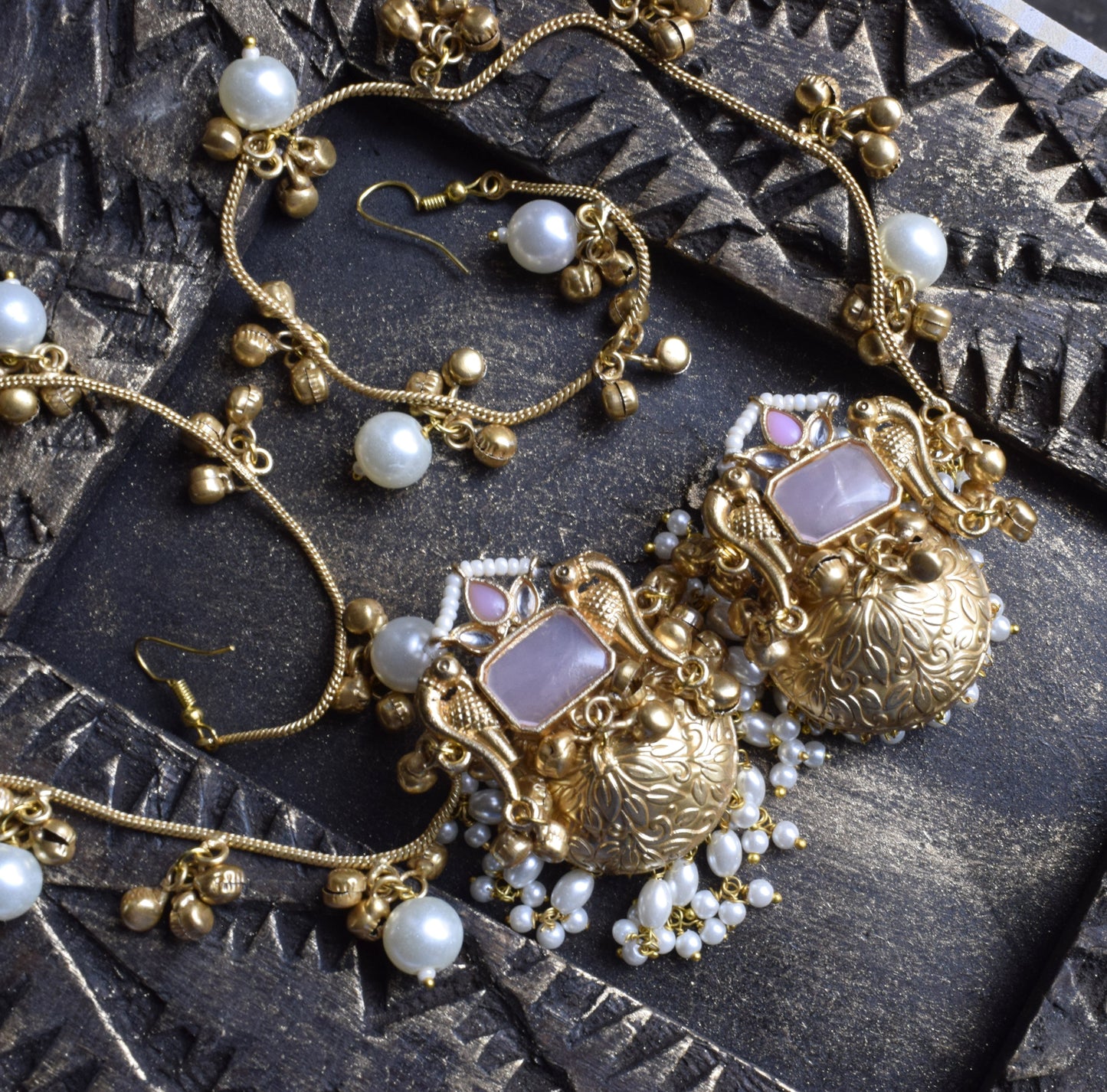 Pearl Whisper Earchain Jhumkas