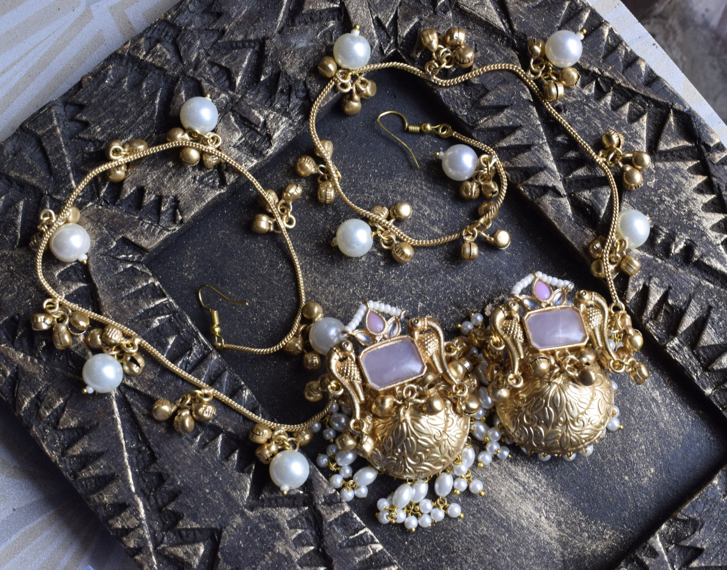 Pearl Whisper Earchain Jhumkas