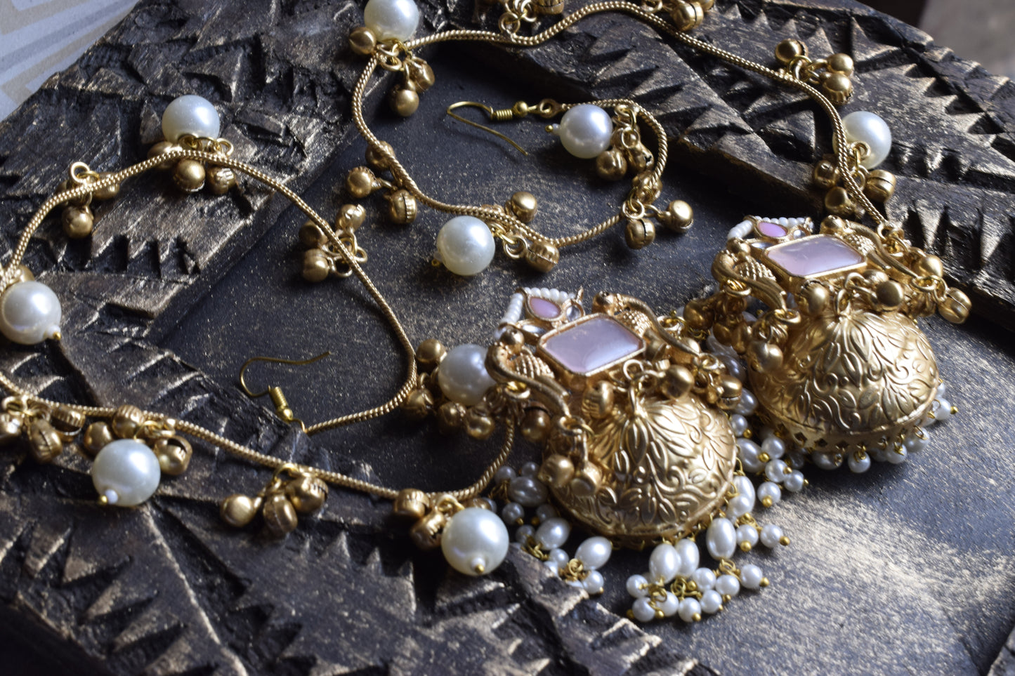Pearl Whisper Earchain Jhumkas
