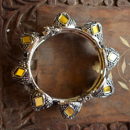 German Silver Rajwadi Mirror Kangan Bracelet
