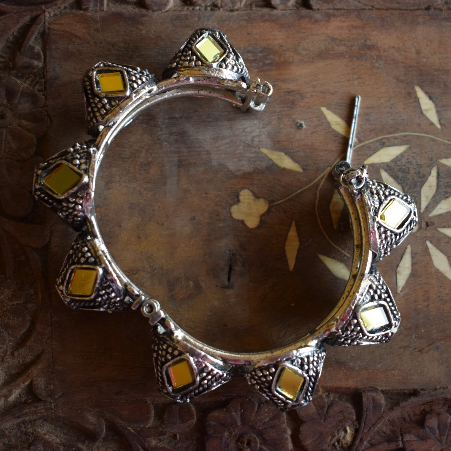 German Silver Rajwadi Mirror Kangan Bracelet