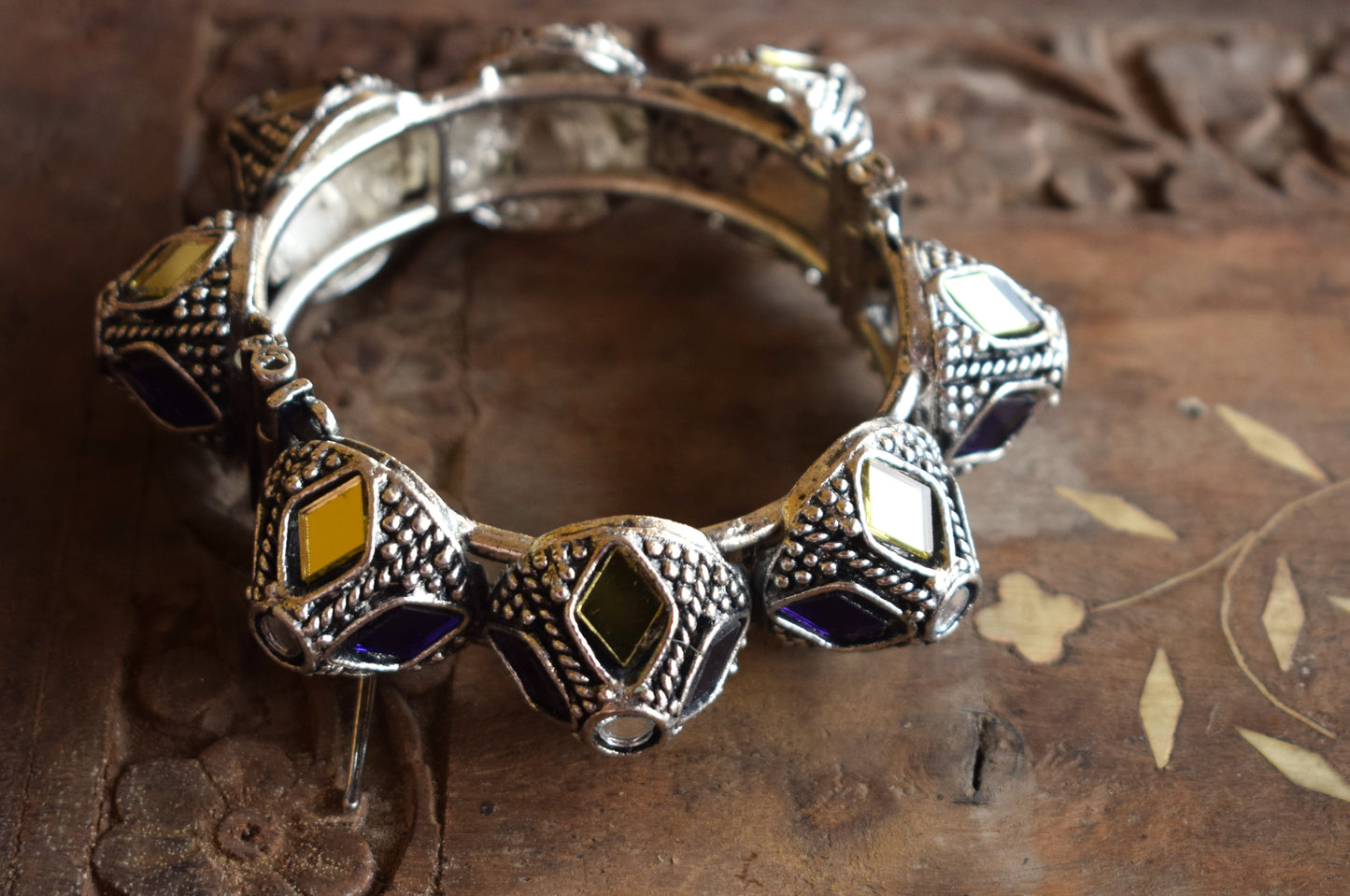 German Silver Rajwadi Mirror Kangan Bracelet