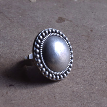 Round Tribal Dot German Silver Finger Ring