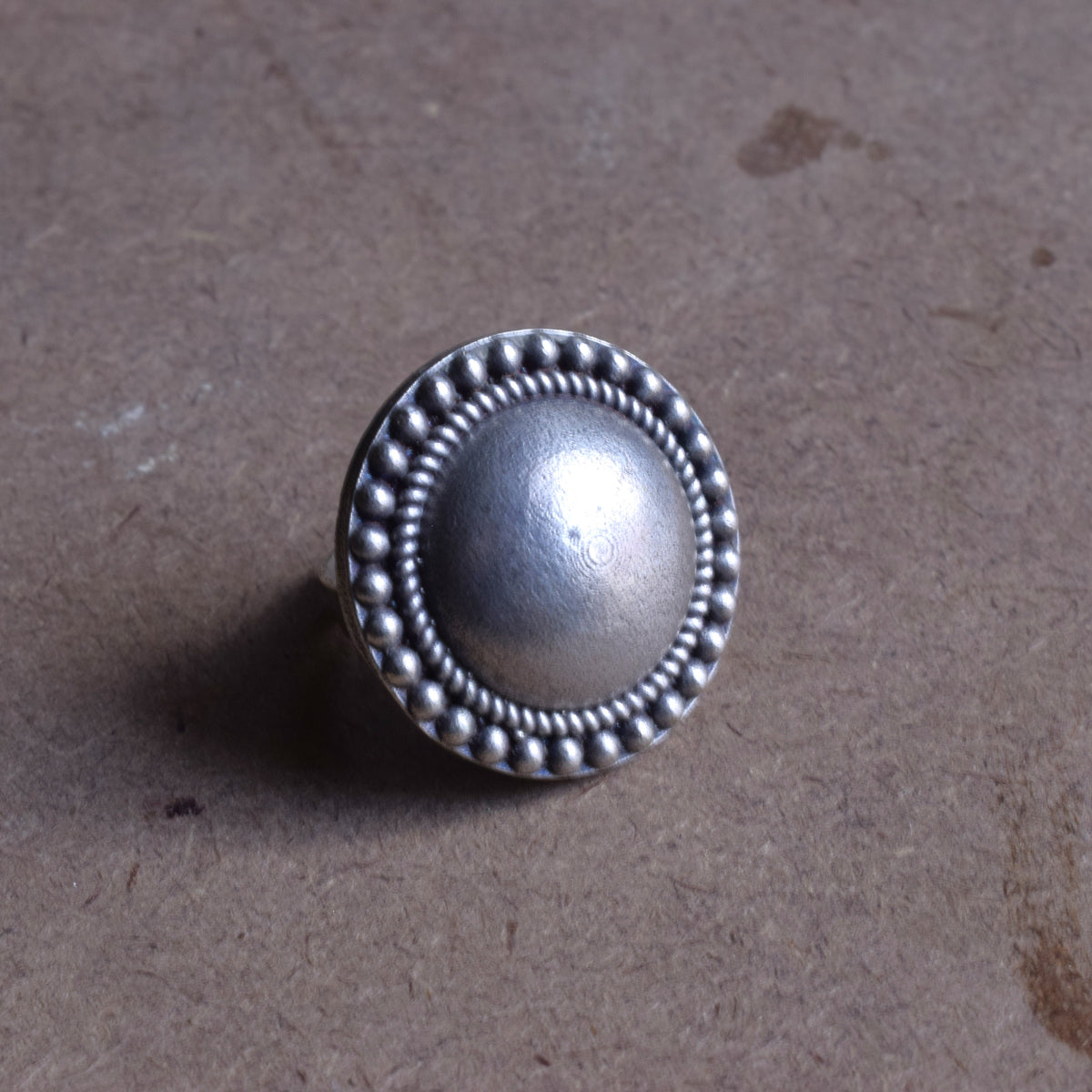 Round Tribal Dot German Silver Finger Ring