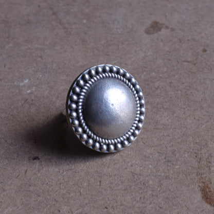 Round Tribal Dot German Silver Finger Ring