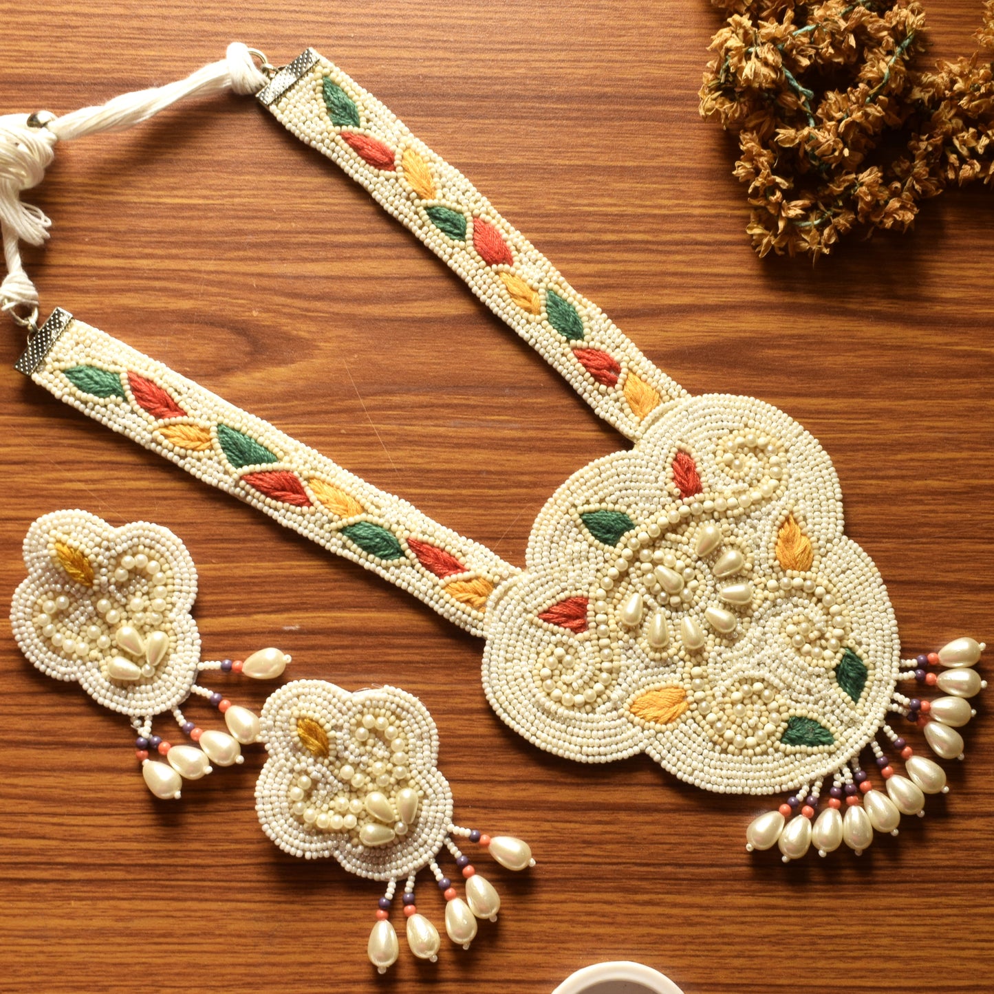 Hastkriti Ambar Bead and Pearl Necklace Set
