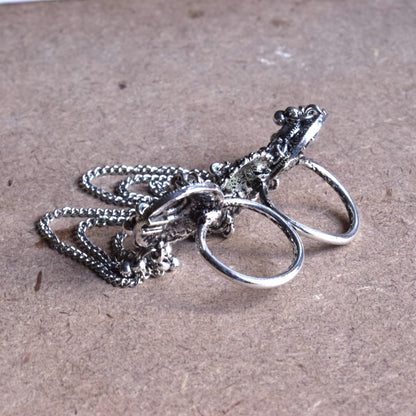 Silver Oxidised Mirror Chakshu Tassel Cuff Finger Ring
