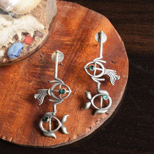 German Silver Pisces Earrings