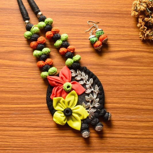Bela Floral Applique Fabric Necklace Set