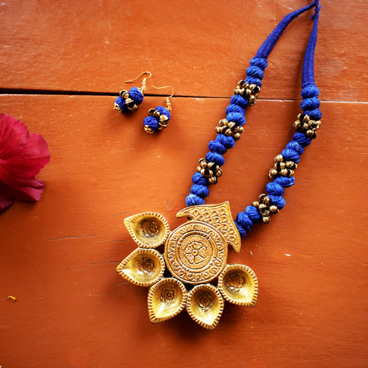 Panchdeep Brass Ghungroo Necklace with Earrings