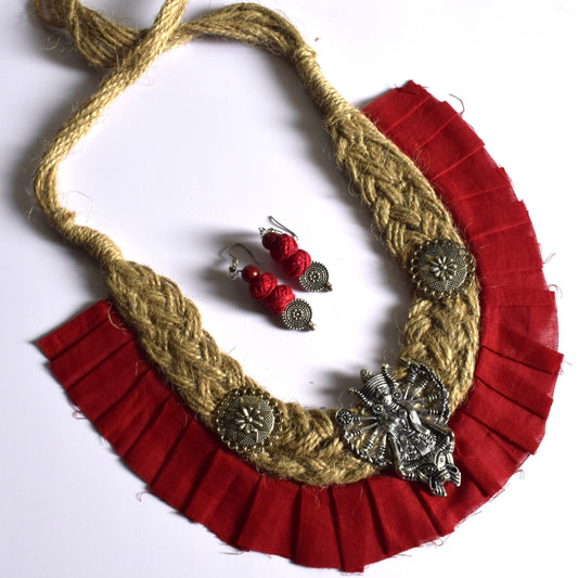 Maa Durga Jute Fabric Necklace Set