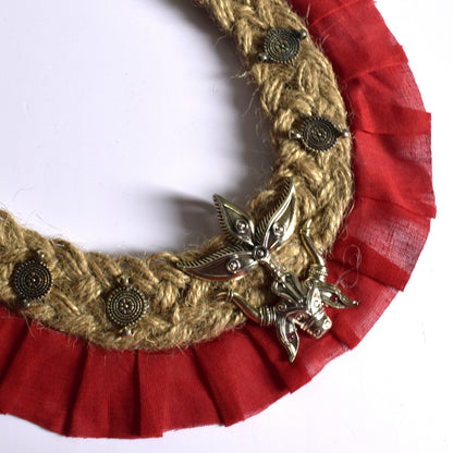 Mahishasur Mardini Jute Fabric Necklace Set