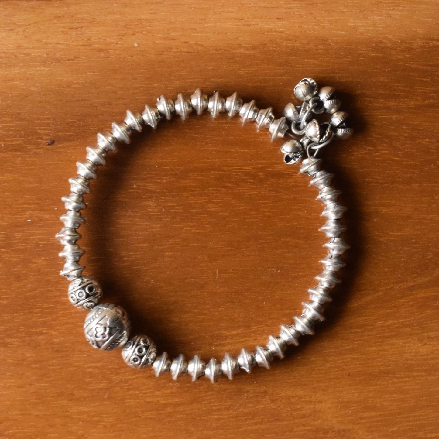 Silver Oxidised Tribal Bead Bracelet