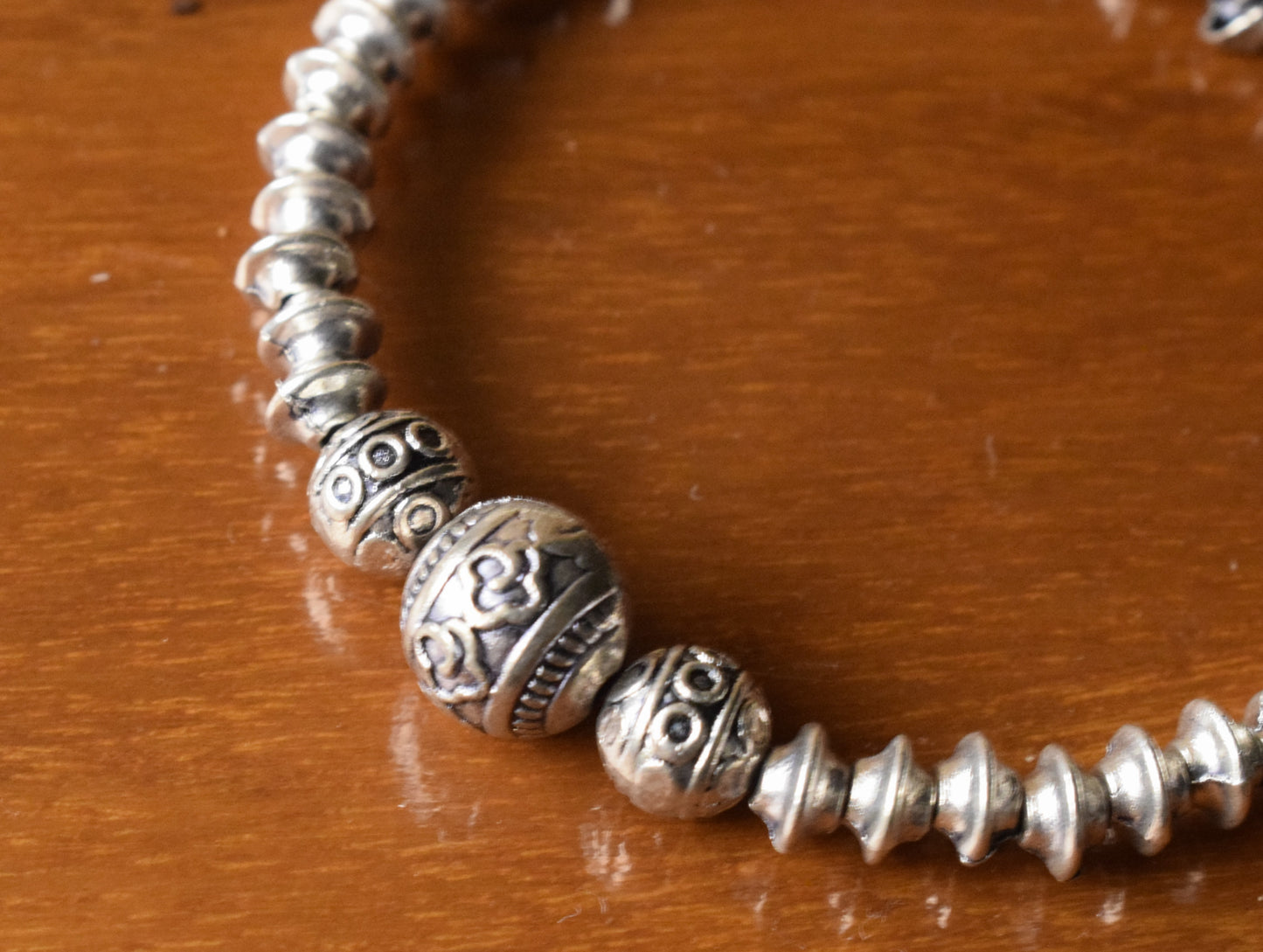 Silver Oxidised Tribal Bead Bracelet