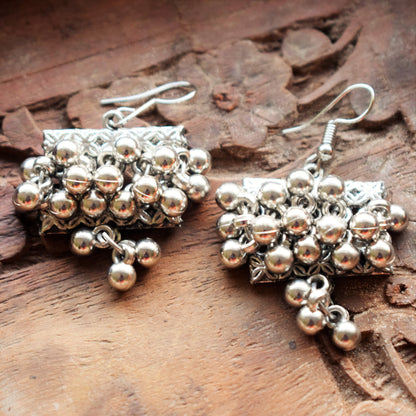 German Silver Ghungroo Bead Necklace with Earrings