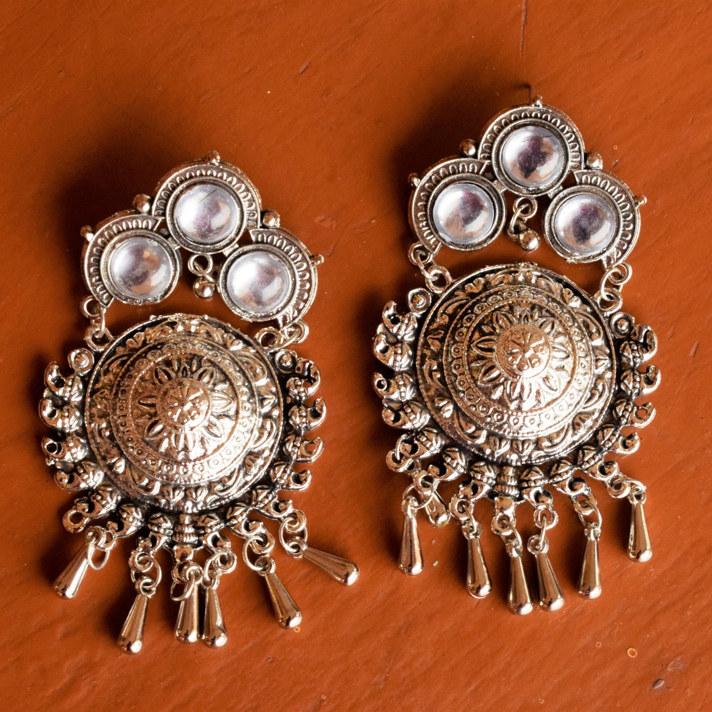 Indriy German Silver Statement Earring