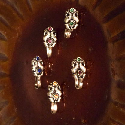 Gandaberunda German Silver Gemstone Nose Push Pin