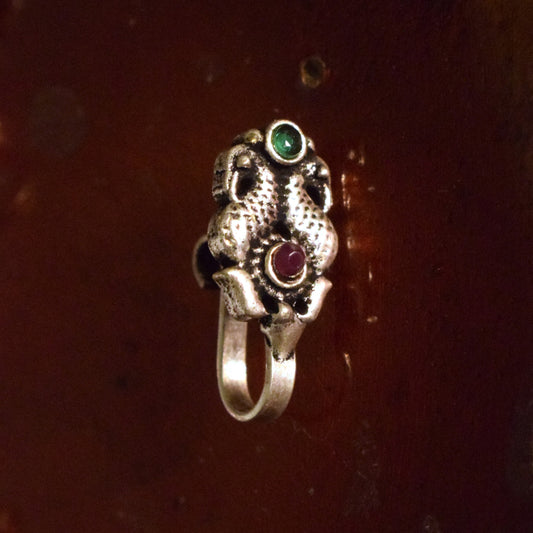 Gandaberunda German Silver Gemstone Nose Push Pin