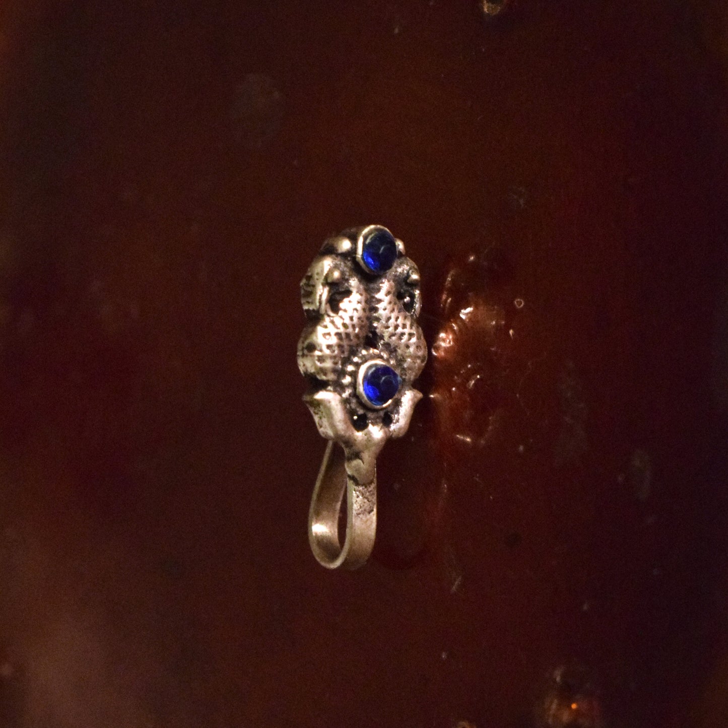 Gandaberunda German Silver Gemstone Nose Push Pin