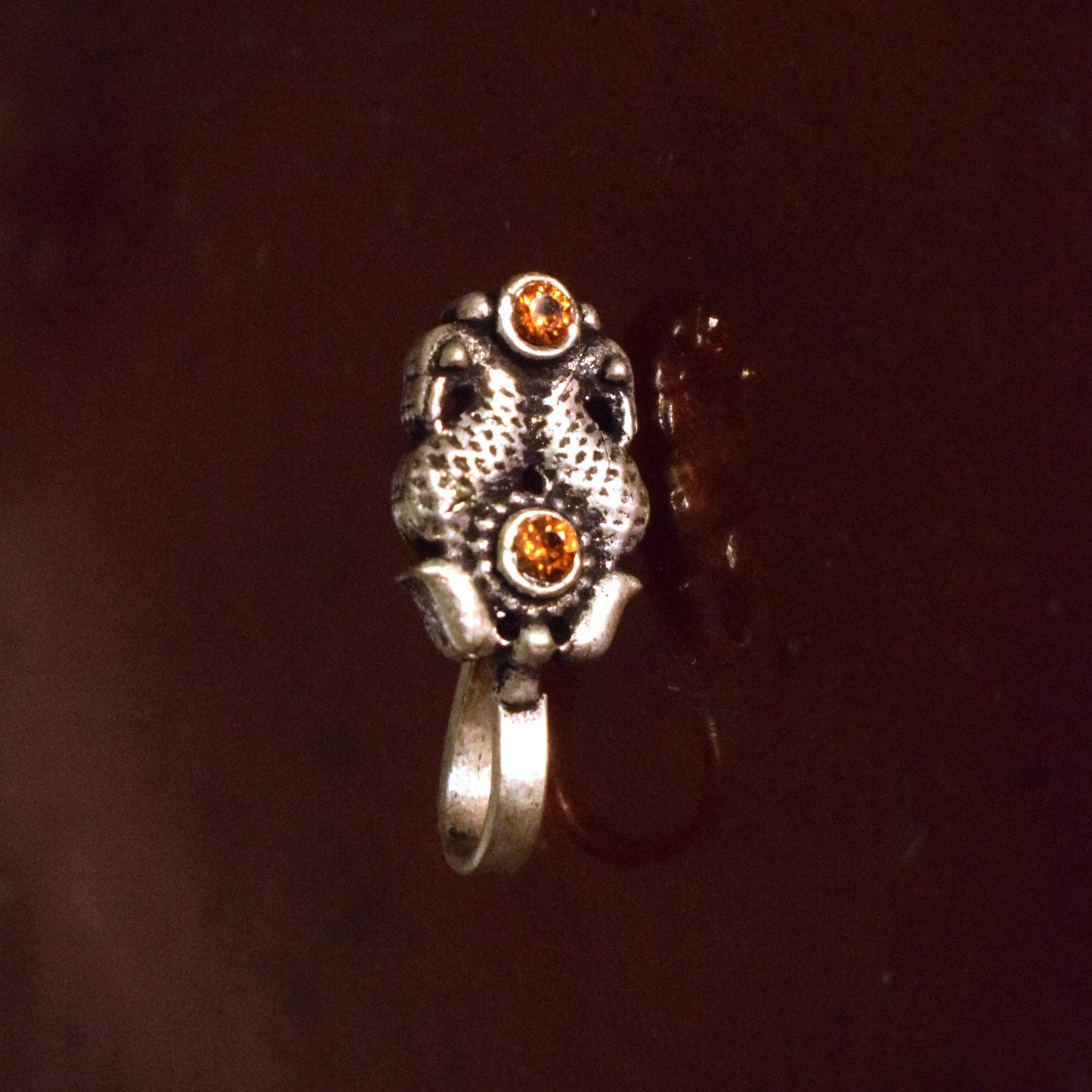 Gandaberunda German Silver Gemstone Nose Push Pin