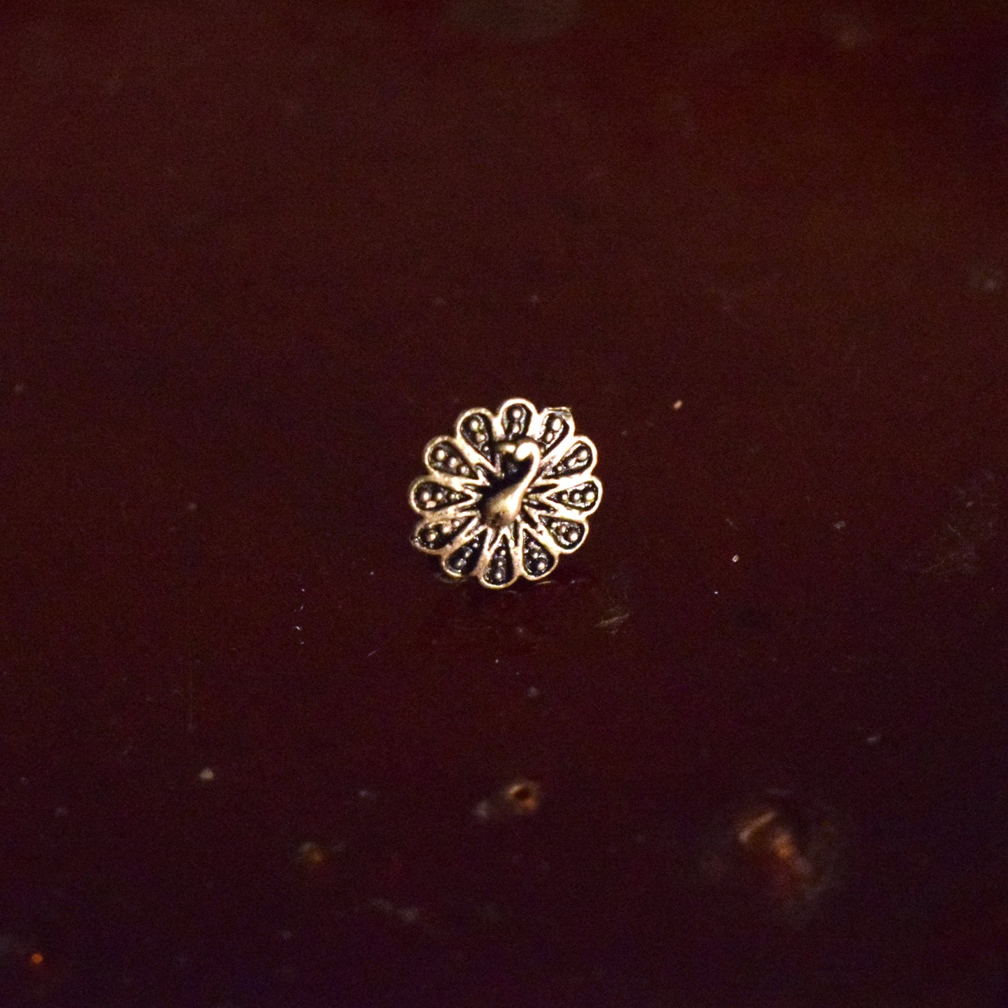 Dancing Peacock German Silver Nose Pin