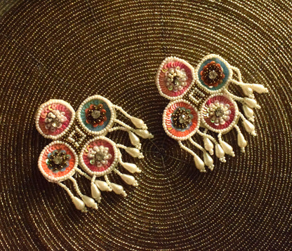 Pastel Heaven Pearl & Bead Handcrafted Stud Earrings