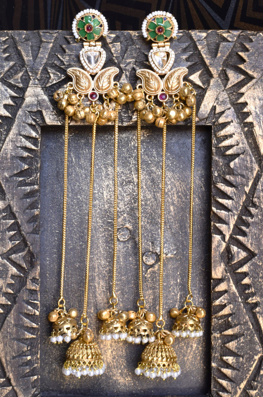 Madhuban Gold Plated Kashmiri Latkan Kundan Earrings