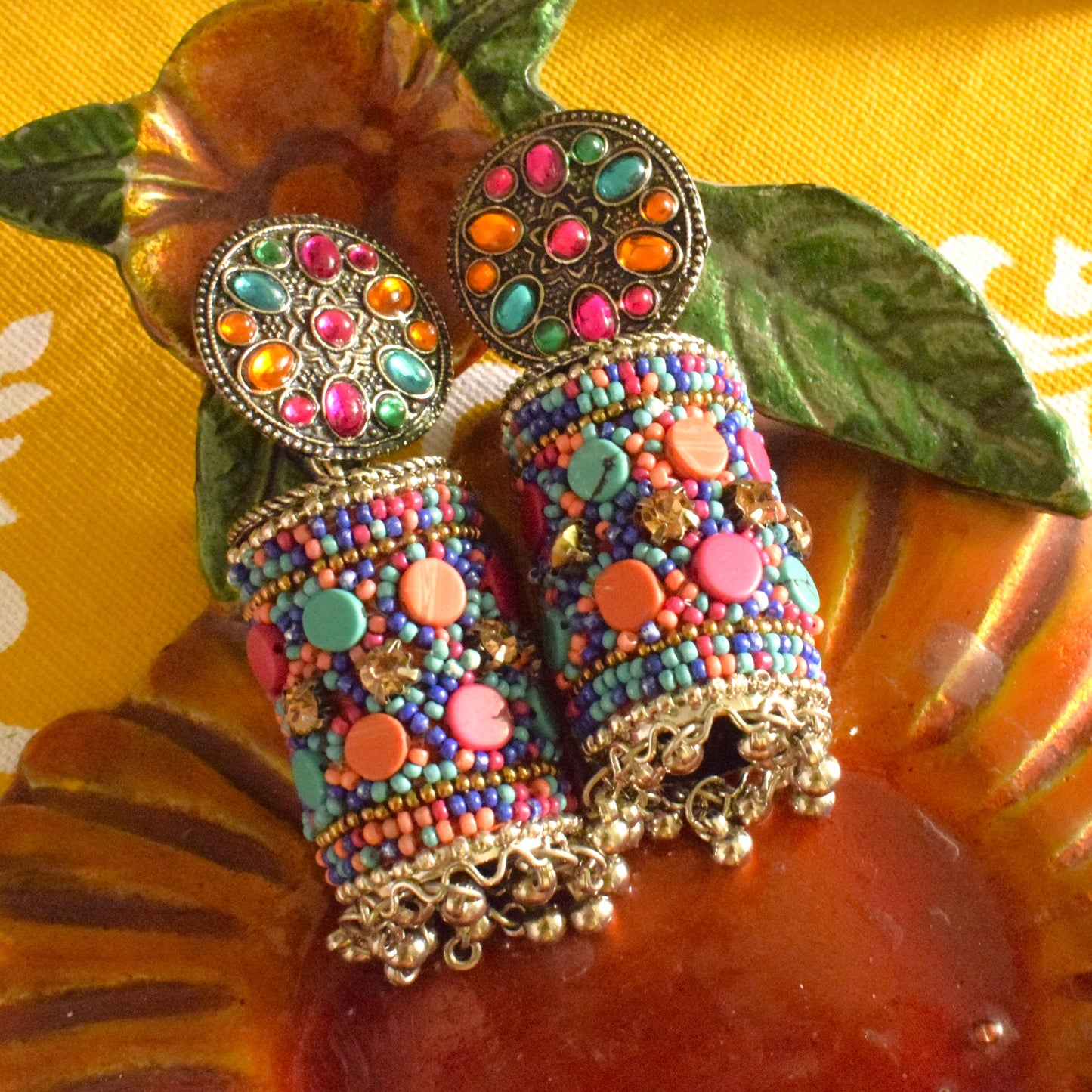 Multicolored Bead Jhumka