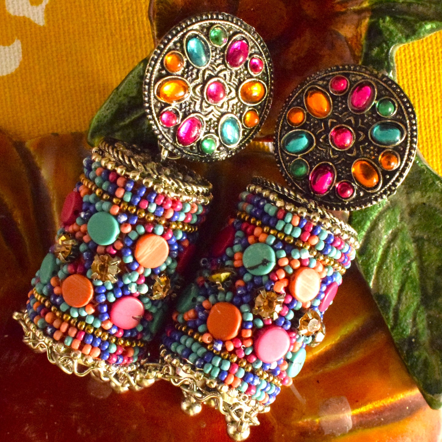 Multicolored Bead Jhumka