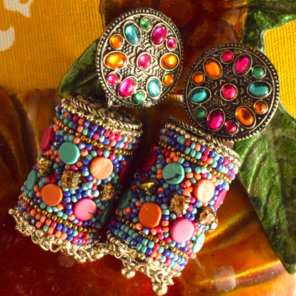Multicolored Bead Jhumka