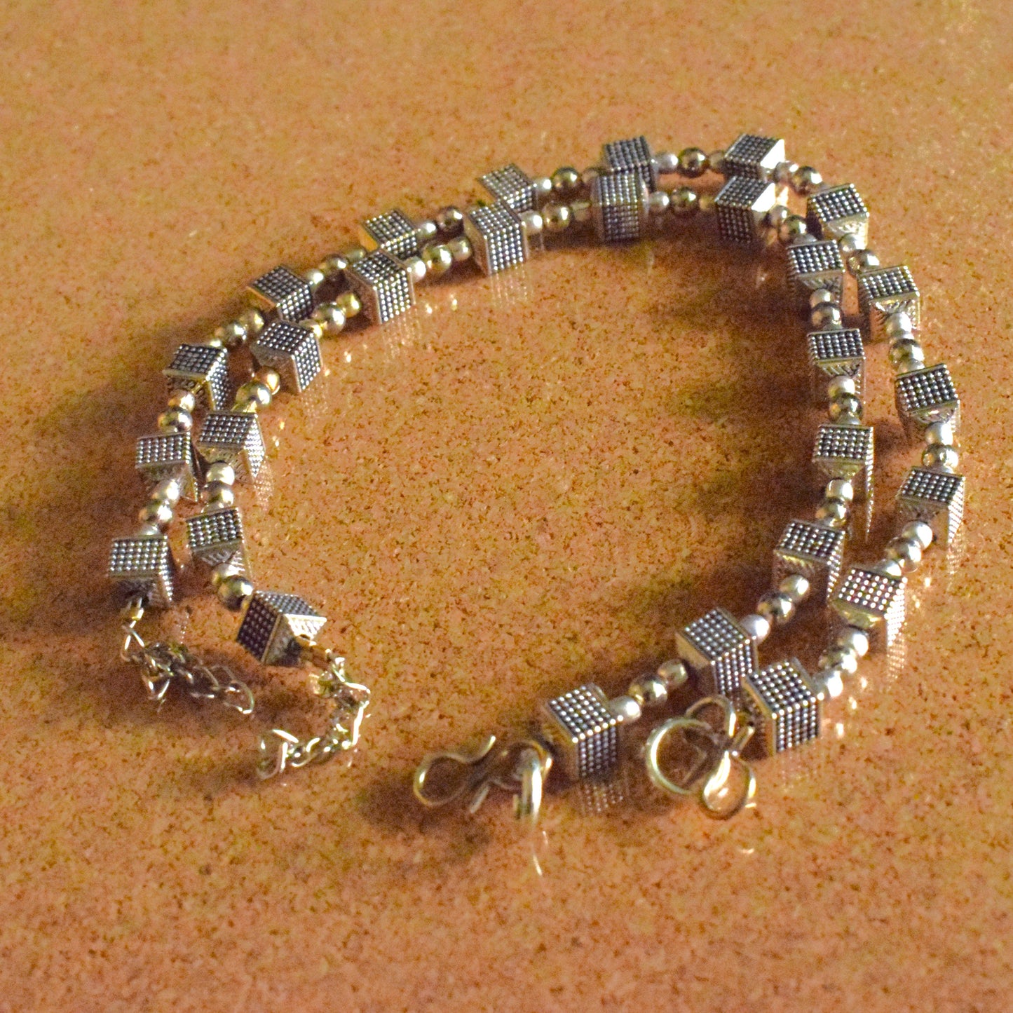 Tribal Cube German Silver Anklet