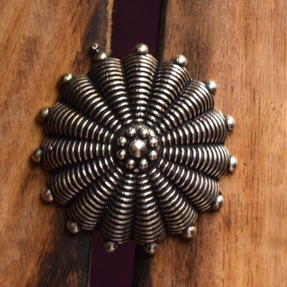 Large German Silver Oxidized Gerbera Finger Ring