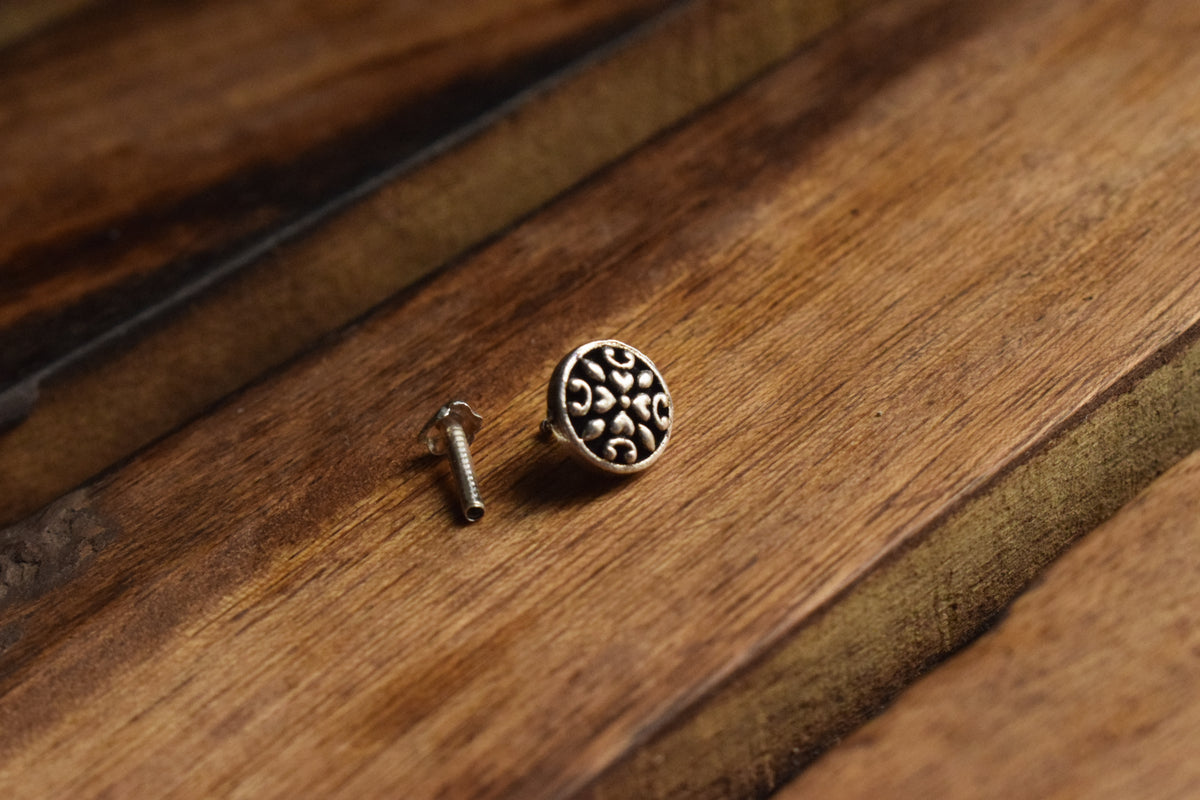 Pushpam German Silver Nose Pin Stud