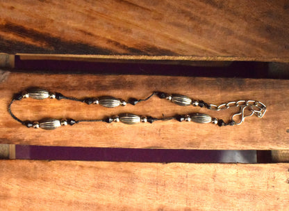 Handcrafted Silver and Black Kolhapuri Nazarbattu Anklet