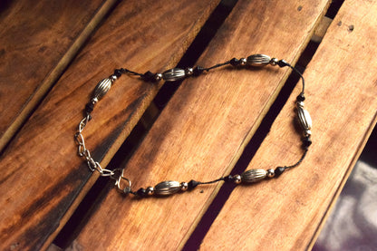 Handcrafted Silver and Black Kolhapuri Nazarbattu Anklet