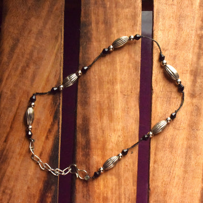 Handcrafted Silver and Black Kolhapuri Nazarbattu Anklet