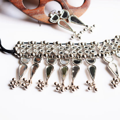 Sheeshmahal Mirror Choker Necklace Set