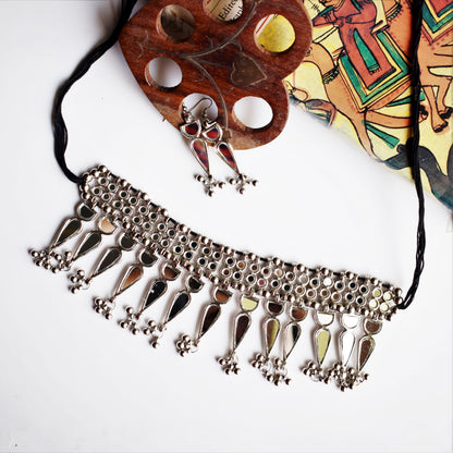 Sheeshmahal Mirror Choker Necklace Set