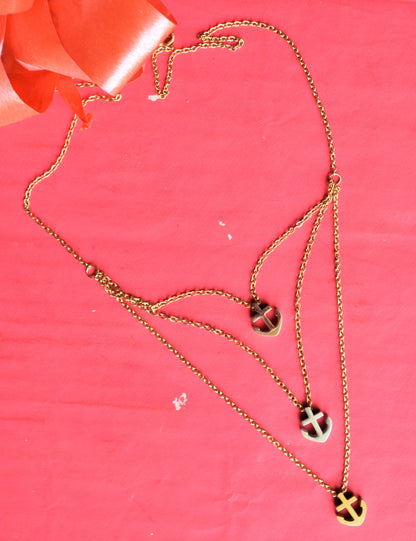 Golden Anchor Dainty Layered Necklace Set