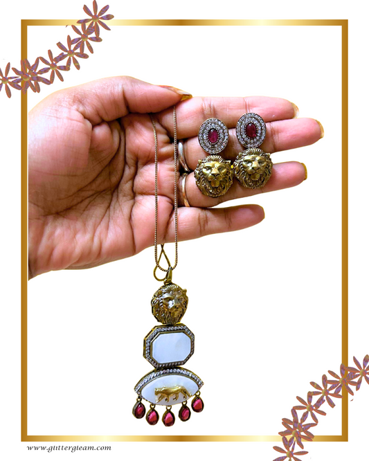 The Sabya Lion Premium Pendant Necklace Set