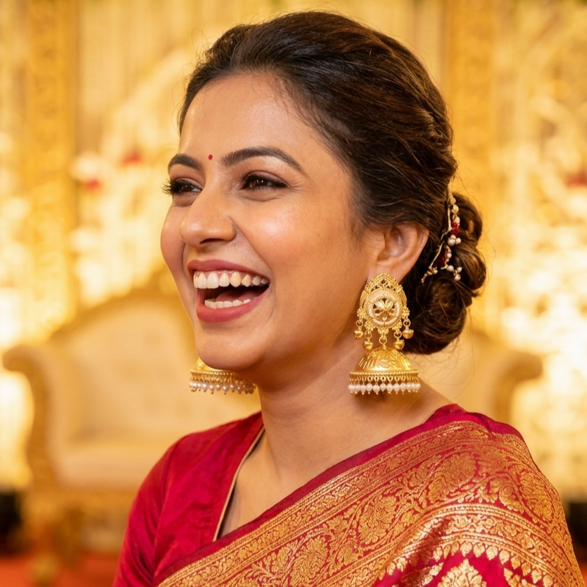Gajraj Matt Gold Ghungroo and Pearl Jhumka
