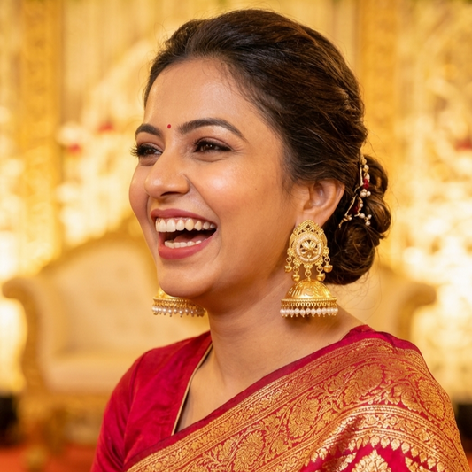 Gajraj Matt Gold Ghungroo and Pearl Jhumka