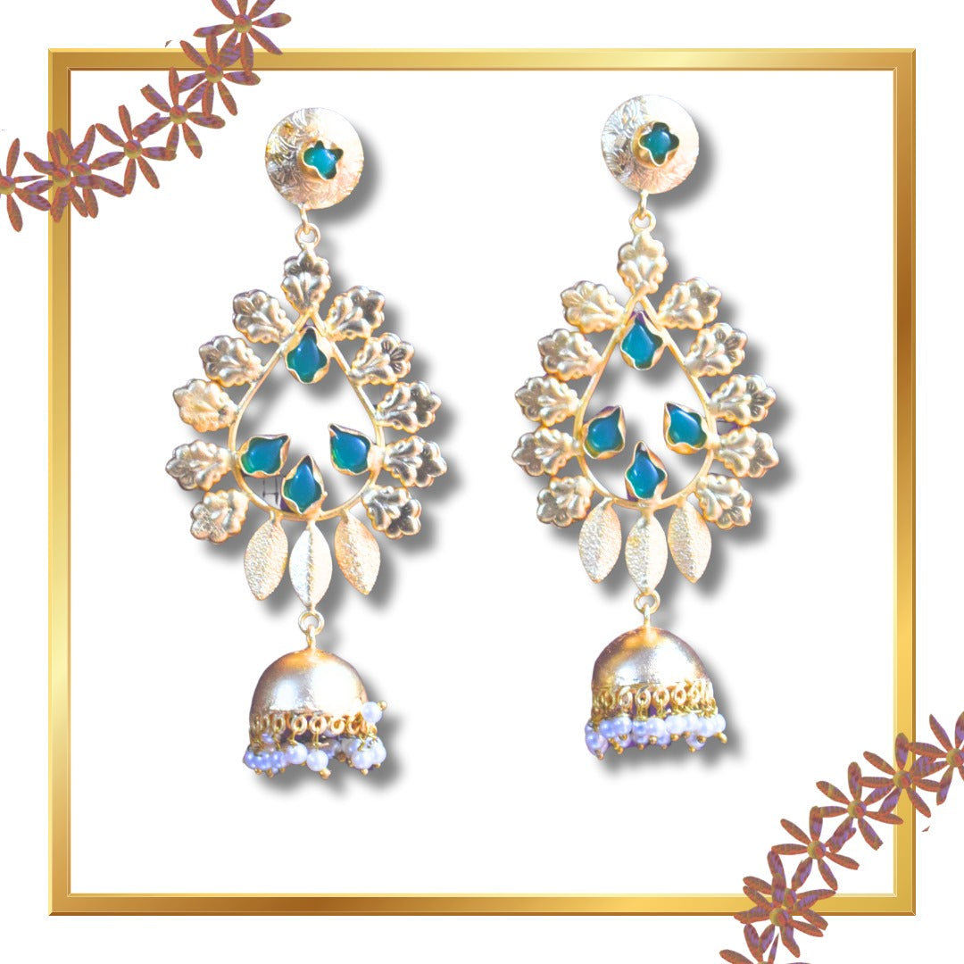 Designer Coral Tulip Antique Gold Earrings